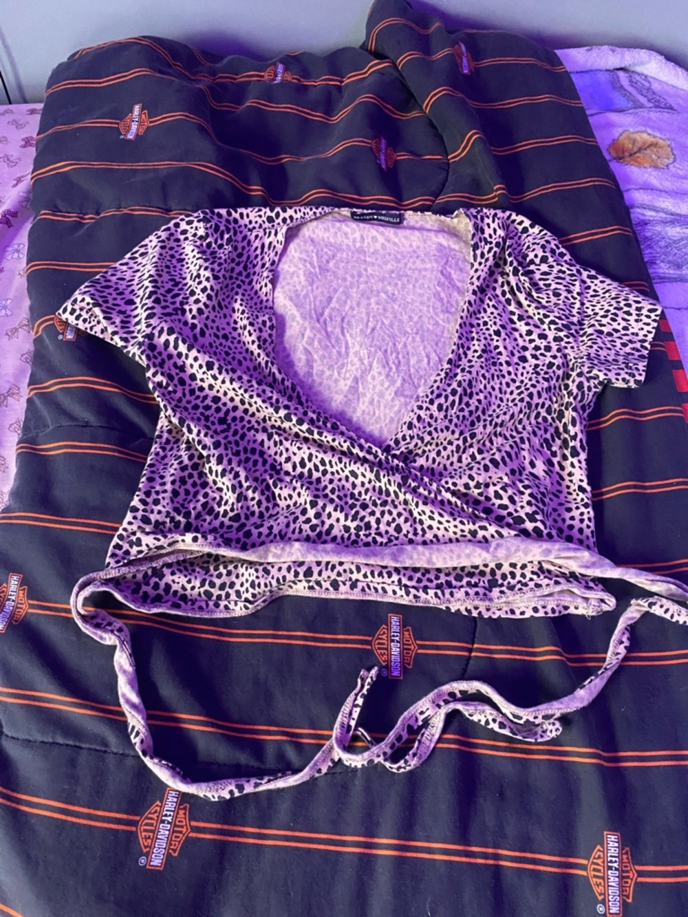 Brandy Melville Brown and Black Leopard Wrap Crop Top